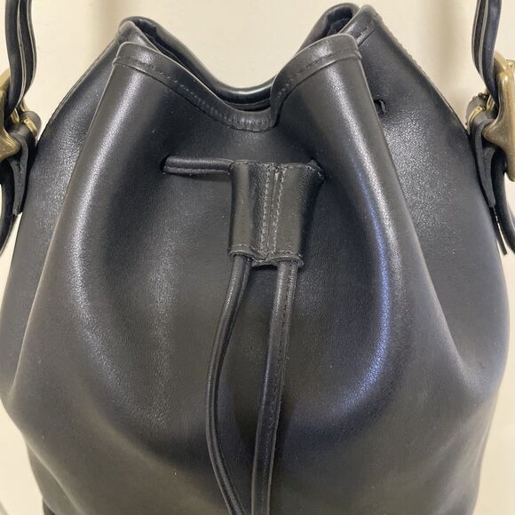 Vintage Coach 9952 Lula’s Legacy Drawstring Crossbody Bucket Bag Black Leather - Picture 8 of 12